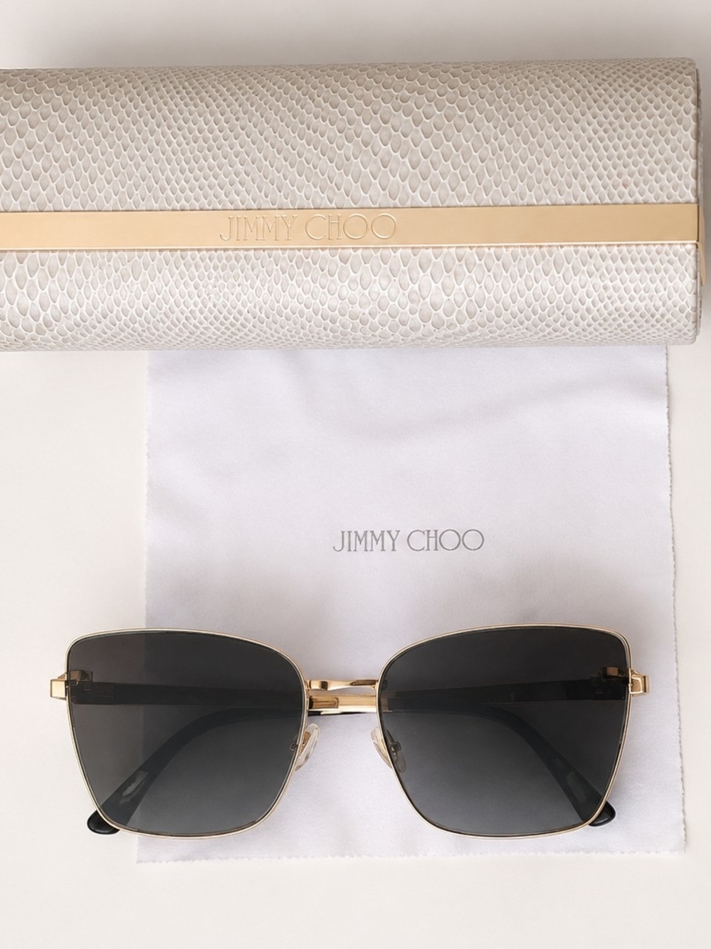 Jimmy Choo VEILLA/S 06JHA Gold Square Sunglasses 59-16 with Case & Cloth